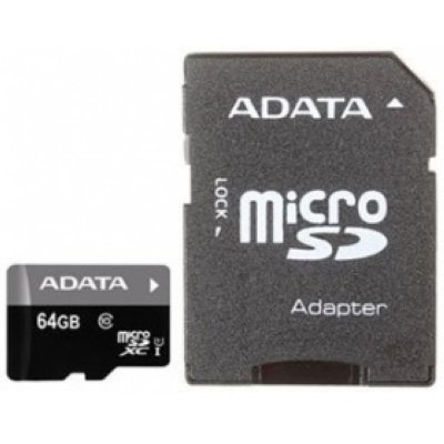   64Gb microSDXC ADATA Premier (AUSDX64GUICL10-ROTGMBK), Class 10, UHS-I, U1 +  OTG/USB, RTL