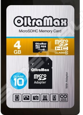     OltraMax microSDHC Class 10 4GB + SD adapter