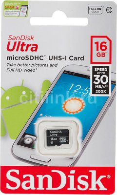     TransFlash 16Gb MicroSDHC class 10 UHS-I 30MB/s SanDisk Ultra, SDSDQL-016G-G35
