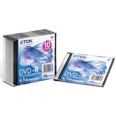    TDK DVD-R 4.7Gb 16x Slim Jewel Case (10 ) (t19420) (DVD-R47SCED10-L)