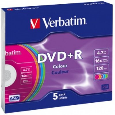   - Verbatim DVD+R 4.7  16x 5 . Branded Jewel Case (43556)