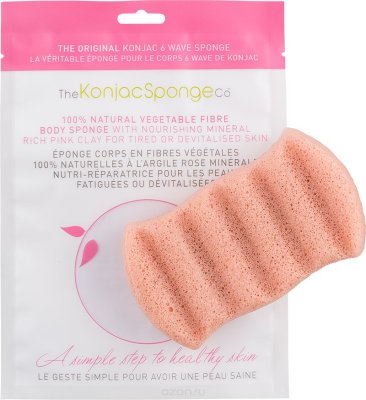   The Konjac Sponge Co     6 Wave Body - Pink Clay