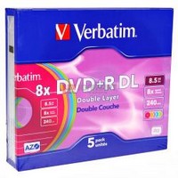     DVD+R Verbatim DualLayer 8,5Gb 8x Color Slim Case (43682) 5 