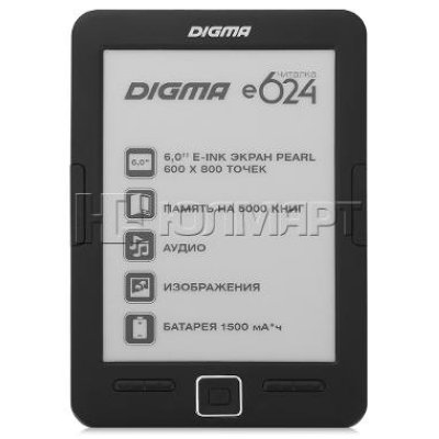     Digma E624 6" E-Ink Pearl 600Mhz 128Mb, 4Gb, microSDHC 