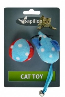   Papillon   :   , , 5 + 4  (Cat toy pluche mouse with ball on card) 24