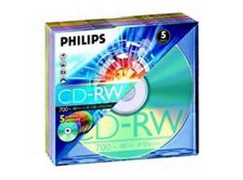    CD-RW Philips 700 , 80 ., 4-12x, 5 ., Color Slim Case, (CDRW80D12/251), 