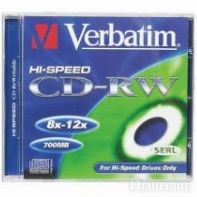   CD-RW Verbatim 700 , 80 ., 8-12 , 1 ., Slim Case, (43762),  -