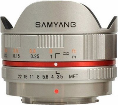     Olympus Samyang / Panasonic 4/3 MF 7.5 mm F/3.5 Fisheye UMC Silver .