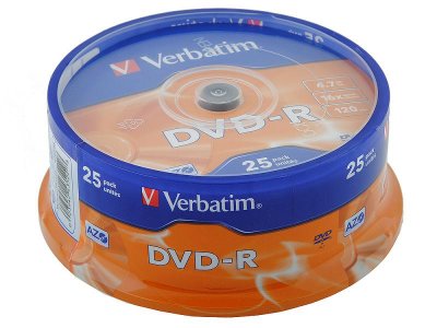    DVD-R Verbatim 16x 4.7Gb CakeBox 25  43522