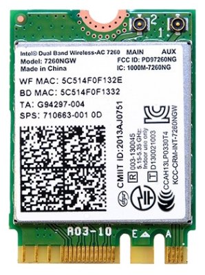    Intel 7260NGWAN 802.11n, Mini PCI-E, Low Power