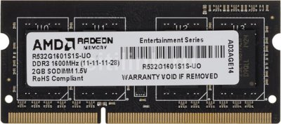     AMD (R532G1601S1S-UO) DDR-III SODIMM 2Gb (PC3-12800) CL11 (for NoteBook)