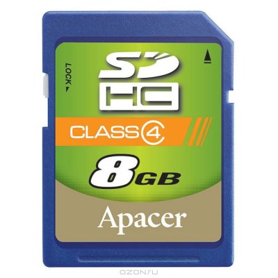   8Gb   SecureDigital (SDHC) Apacer Class 4 (AP8GSDHC4-R)