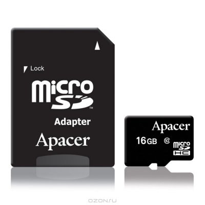     SDMicro (TransFlash) 16Gb Apacer, microSDHC Class 10 + Adapter (AP16GMCSH10-R)