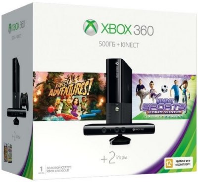     Microsoft Xbox 360 500Gb (3MN-00024) Kinect + 2 : Kinect Adventures + Kinect S