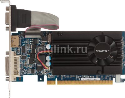    Gigabyte PCI-E NV GV-N610D3-2GI GTX610 2048Mb 64b DDR3 810/1333 DVI+HDMI+CRT RTL