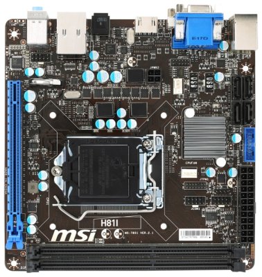     MSI H81I Socket1150 Intel H81 2xDDR3 1xPCI-E 16x 2xSATAII 2xSATAIII USB3.0 D-Sub D