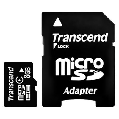   Transcend TS8GUSDHC6 microSDHC 8GB + SD 
