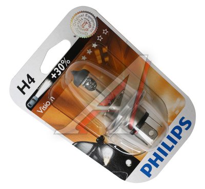       Philips H4 12V- 60/55W (P43t) (+30% ) Vision (Premium), 1 .,