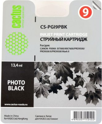   Cactus CS-PGI9PBK, Photo Black    Canon Pixma PRO9000 MarkII/PRO9500