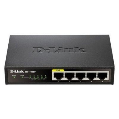    D-Link (DES-1005P /A1A) 5-port Desktop Switch with 1 PoE Port (5UTP, 10/100Mbps)