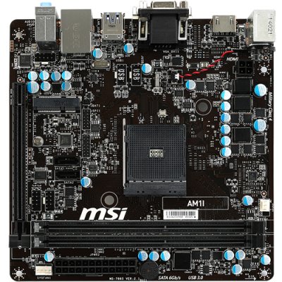     MSI AM1I Socket AM1, 2*DDR3, PCI-E, SATA, ALC887 8ch, GLAN, USB3.0, D-SUB + DVI-D