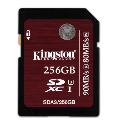     256Gb SDXC Kingston (SDA3/256GB), Class 10, UHS-I, U3, R90 - W80 Mb/s, RTL