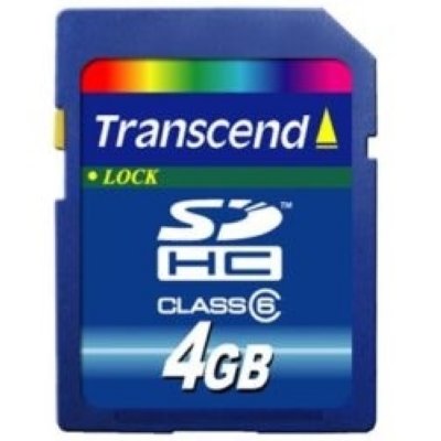   4Gb   SecureDigital (SDHC) TRANSCEND (TS4GSDHC6V) Class 6 HD Video, Retail
