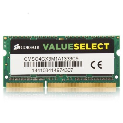   Corsair Laptop Memory (CMSO4GX3M1A1333C9) DDR-III SODIMM 4Gb (PC3-10600) CL9 (for NoteBook)