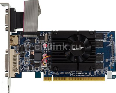    Gigabyte PCI-E nVidia GV-N610-1GI GeForce GT 610 1024Mb 64bit DDR3 810/1333 DVI/HDMI/CRT/