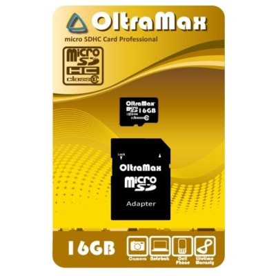     OltraMax microSDHC Class 10 16GB + SD adapter