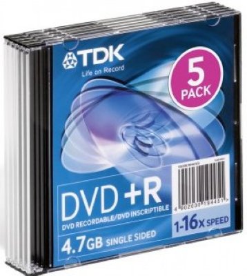    DVD+R TDK 4.7Gb 16x Slim Jewel Case (5 .) (T19446)