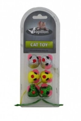   Papillon    6 .  , 5  (Cat toy 6 mice silver yellow green) 240015