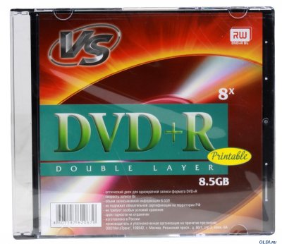    DVD+R VS 8  8.5Gb Double layer Printable SlimCase 1 