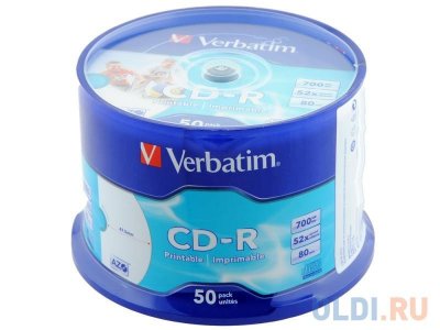    CD-R Verbatim 700Mb 52x CakeBox 50  Printable 43309