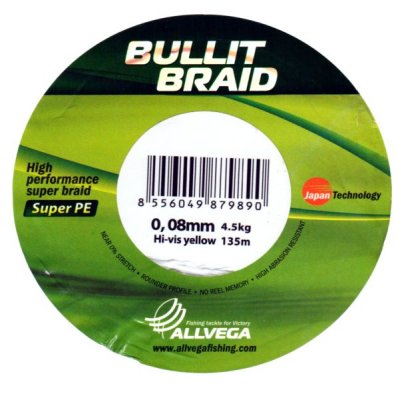    Allvega Bullit Braid 135m 0.08mm Bright Yellow