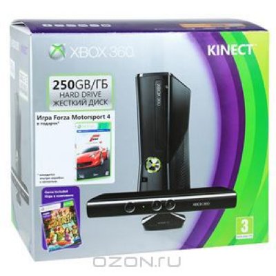     Microsoft XBox 360 Slim 250Gb +  Kinect +  "Kinect Adventures" + 