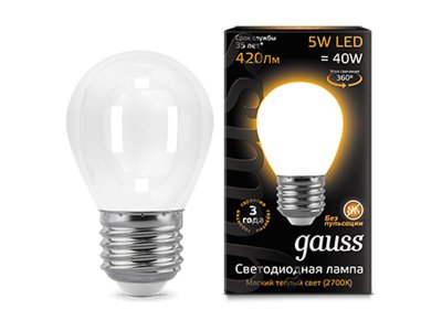    Gauss LED Filament    OPAL E14 5W 420lm 2700  104201105