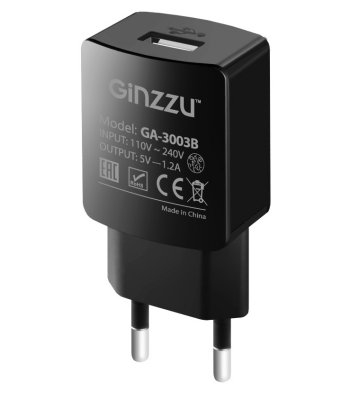     Ginzzu USB 1.2A Black GA-3003B