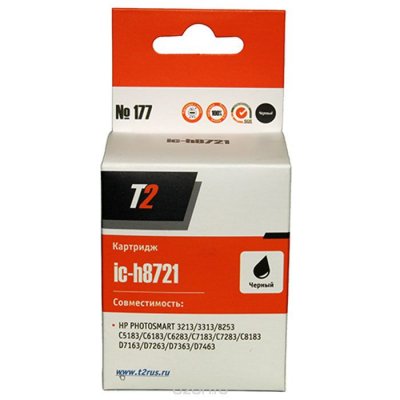  T2 IC-H8721     HP Photosmart 3213/8253/C5183/C6183/D7163/D7463 ( 177), Black