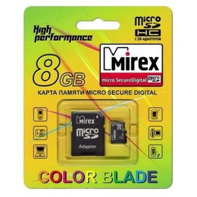     Mirex microSDHC Class 4 8GB + SD adapter