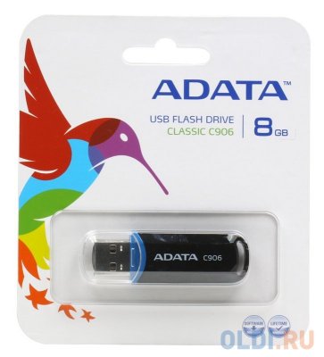     8GB USB Drive (USB 2.0) A-data C906 Black