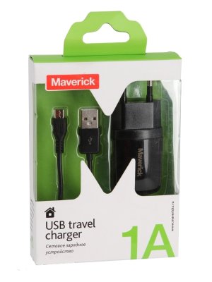     Maverick microUSB Travel Charger 1000mA Colour Box 0698