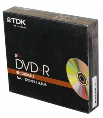   DVD-R TDK 4.7 , 16x, 5 ., Slim Case, (DVD-R47SCMIXED5-L),  DVD 