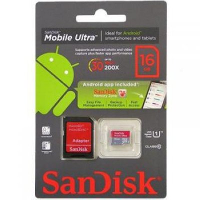     SanDisk (microSDHC-16Gb UHS-1 Class10 Ultra+ microSD--) SD Adapter) microSecureDigital