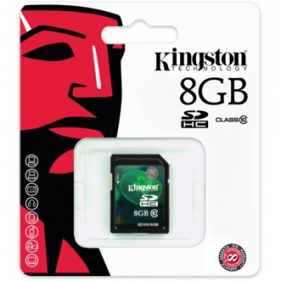     Kingston (SD10V/8GB) SecureDigital High Capacity (SDHC) Memory Card 8Gb Class10
