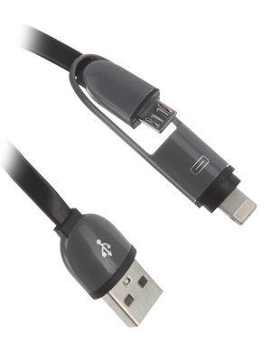     KS-is USB to Lightning/microUSB 1m  iPhone/iPad/iPod Grey-Black KS-285G-B