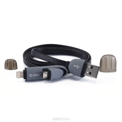   Zetton ZTLSUSB2IN1 USB    Apple 8 pin/Micro-USB, Black