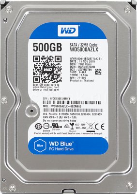    500Gb WD Blue Desktop WD5000AZLX SATA 6Gb/s, 32 MB Cache, 7200 RPM