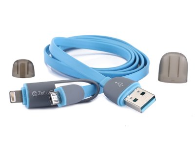    Zetton Lightning 8 pin to Micro USB USB Blue ZTLSUSB2IN1BB
