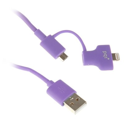   PQI USB to Lightning/MicroUSB 90cm  iPhone/iPad/iPod Purple PQI-iCABLE-DuPlug90-PP